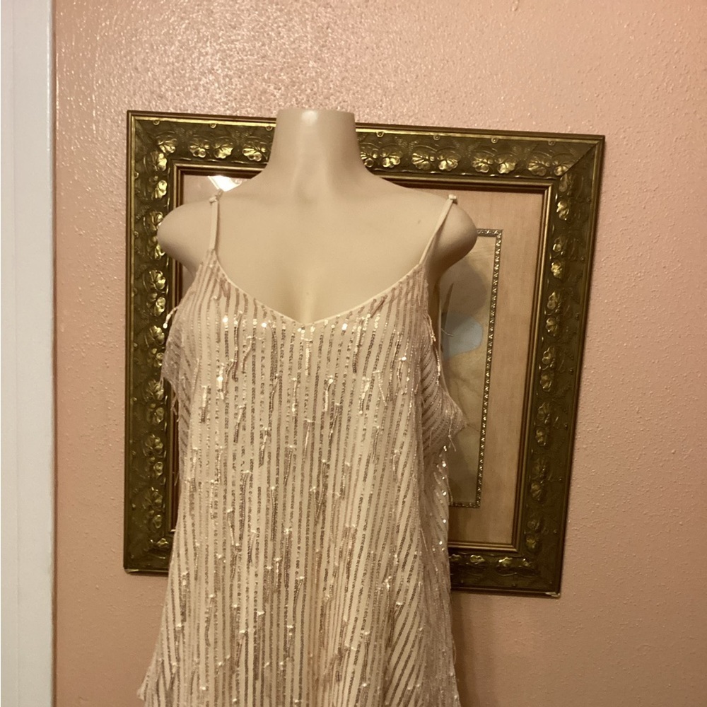 Shinevan Women’s Neck Tank Top Sequins Sleeveless Size XL NWT